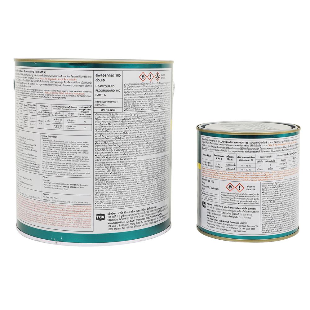 สีทาทับหน้าอีพ็อกซี่ TOA FLOORGUARD 100 PART A+B BASE C สีขาว 1 แกลลอน