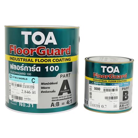 สีทาทับหน้าอีพ็อกซี่ TOA FLOORGUARD 100 PART A+B BASE C สีขาว 1 แกลลอน_0