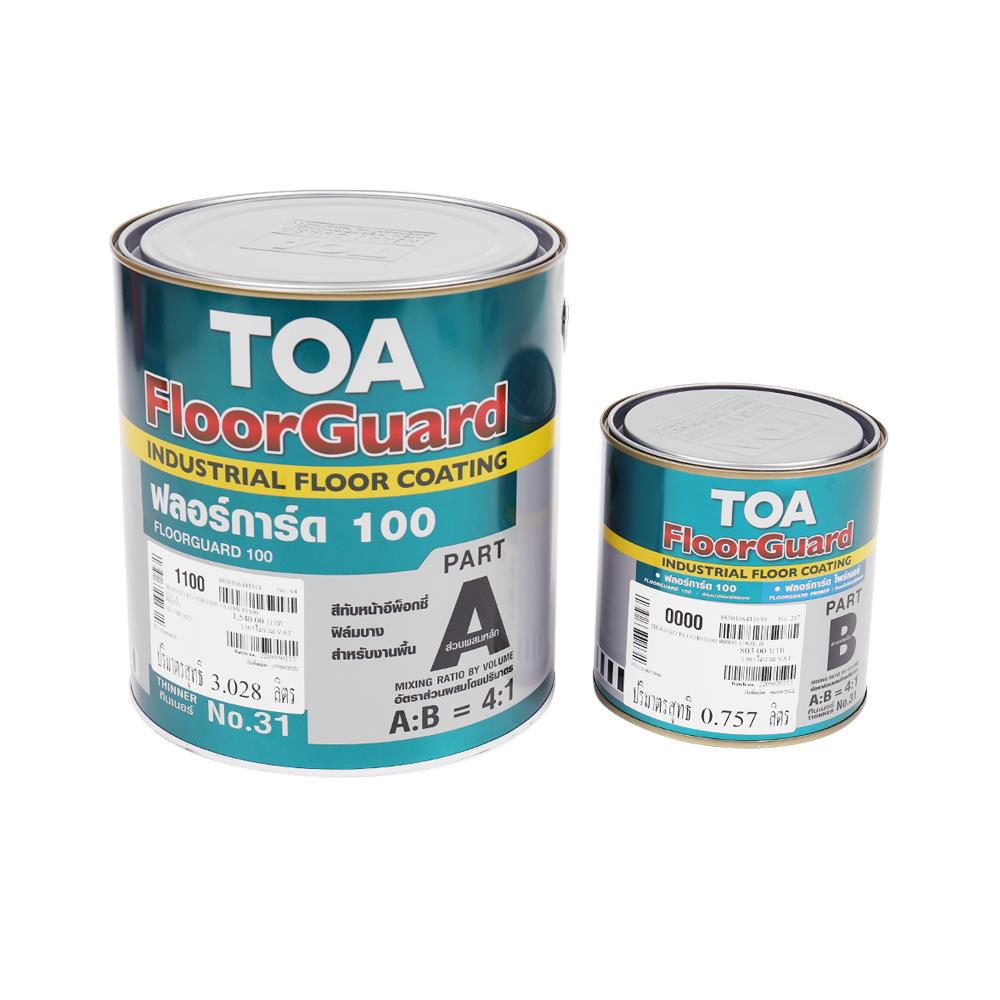สีงานอุตสาหกรรม TOA FLOORGUARD 100 PART A+B 1100 สีขาว 1 แกลลอน