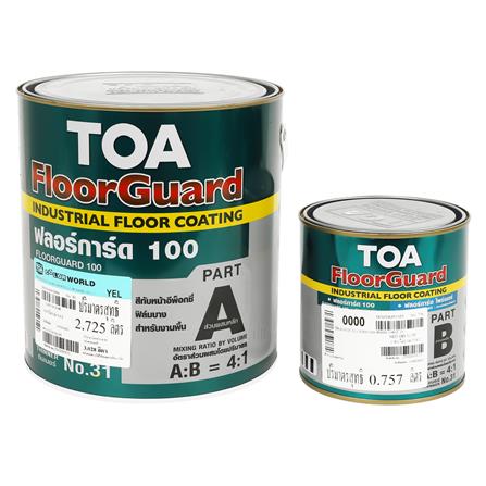 สีทาทับหน้าอีพ็อกซี่ TOA FLOORGUARD 100 PART A+B สีเหลือง 1 แกลลอน_0