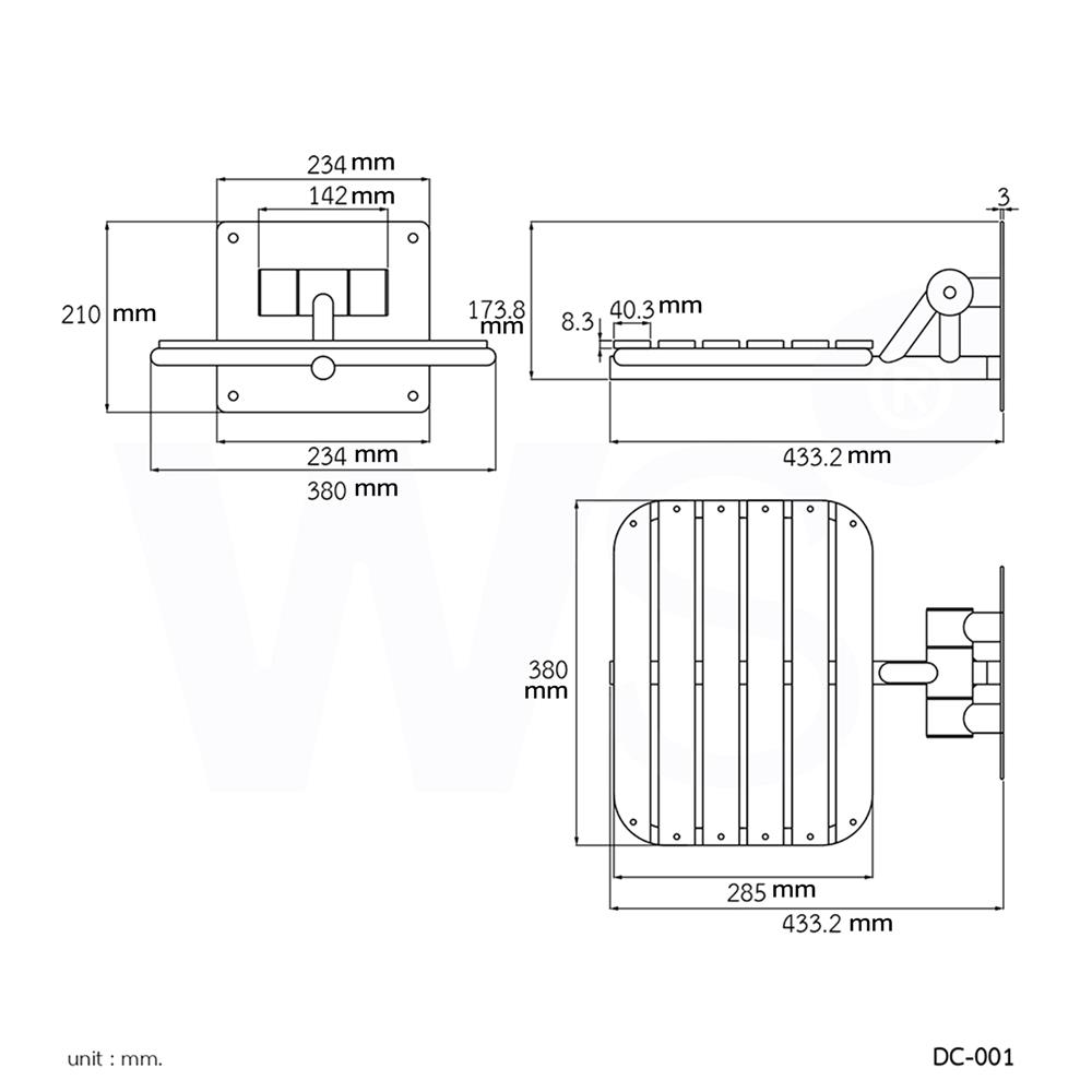 เก้าอี้อาบน้ำติดผนังพับได้ WS DC-001
