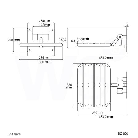 เก้าอี้อาบน้ำติดผนังพับได้ WS DC-001_1