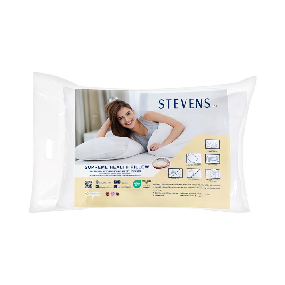หมอนหนุน ใยสังเคราะห์ STEVENS SUPREME HEALTH 19x29 นิ้ว สีขาว