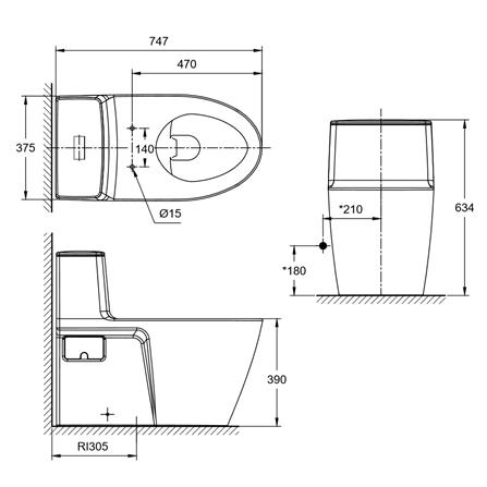 สุขภัณฑ์ 1 ชิ้น AMERICAN STANDARD 2007TSC-WT-0 2.6/4 ลิตร สีขาว_1