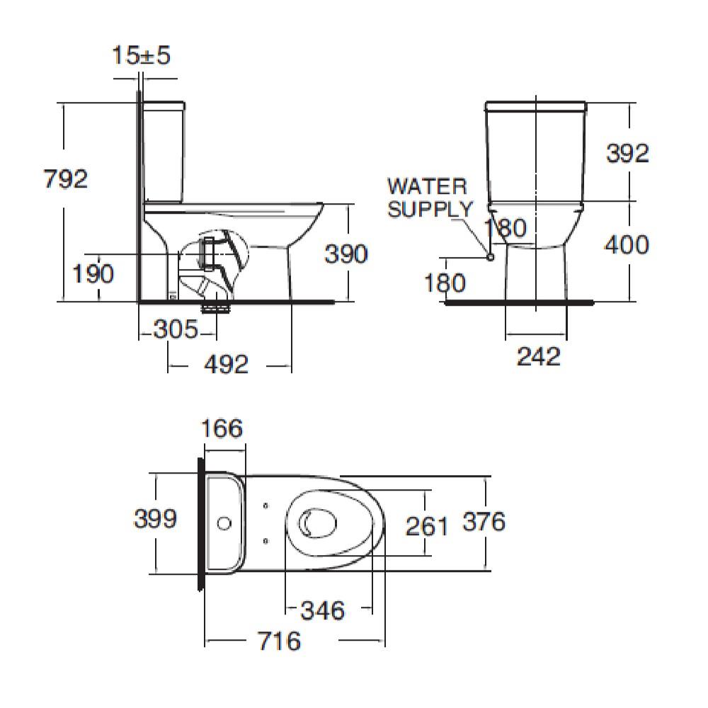 สุขภัณฑ์ 2 ชิ้น AMERICAN STANDARD 2630SCNF-WT-0 3/4.2L สีขาว