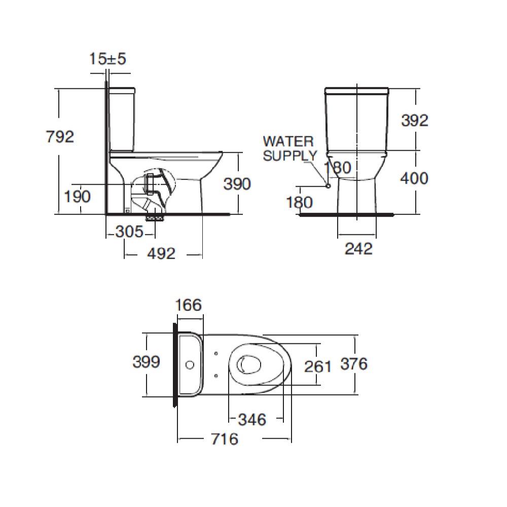 สุขภัณฑ์ 2 ชิ้น AMERICAN STANDARD 2632SCNF-WT-0 4.5L สีขาว