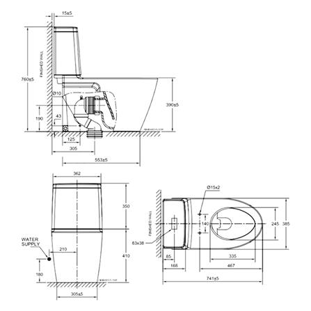 สุขภัณฑ์ 2 ชิ้น AMERICAN STANDARD 2307TSC-WT-0 2.6/4 ลิตร สีขาว_1