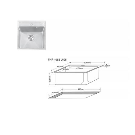 ซิงค์ฝัง 1 หลุม TECNOPLUS 1052 U สเตนเลสสตีล_2