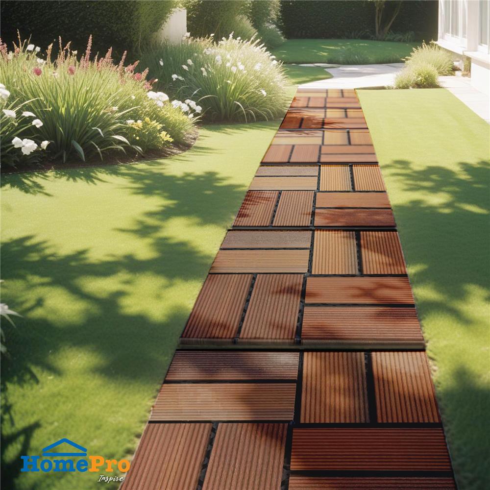 ทางเท้าไม้เต็ง ลายสี่เหลี่ยมสลับใหญ่ ME LIVING 30X30 ซม.