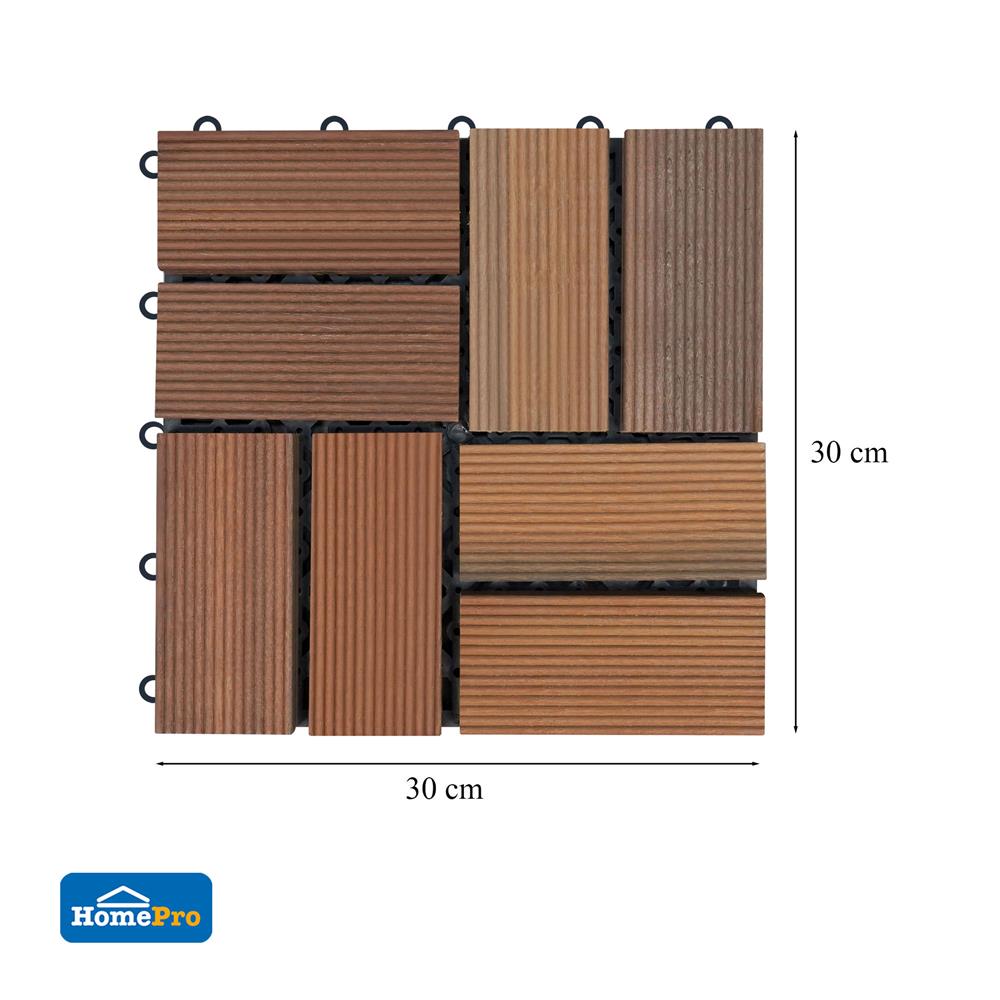ทางเท้าไม้เต็ง ลายสี่เหลี่ยมสลับใหญ่ ME LIVING 30X30 ซม.