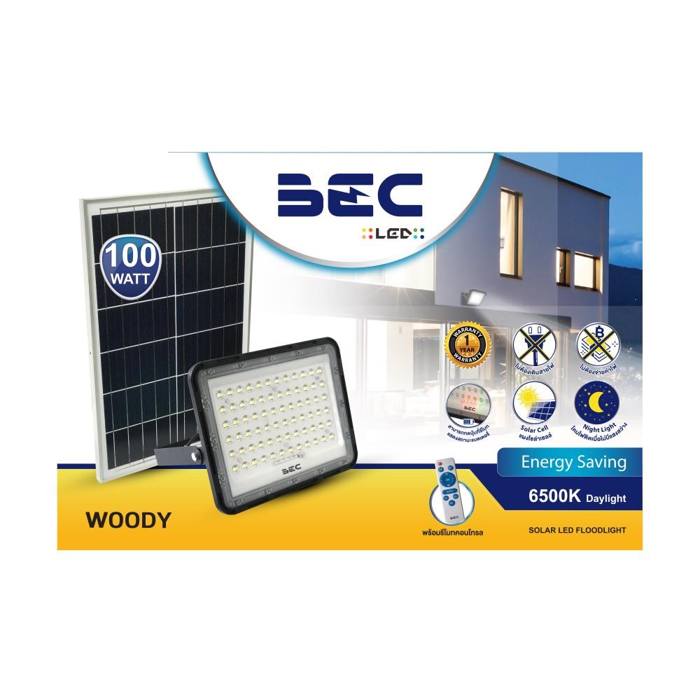 สปอตไลท์ SOLAR BEC WOODY 100 วัตต์ DAYLIGHT MODERN สีดำ
