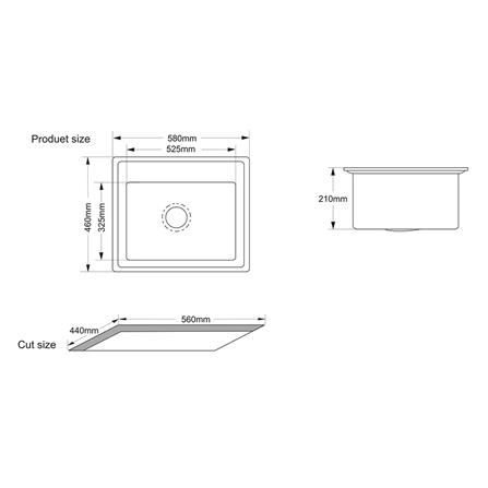 ซิงค์ฝัง 1หลุม TECNOPLUS 584621 แกรนิต สีดำ_1