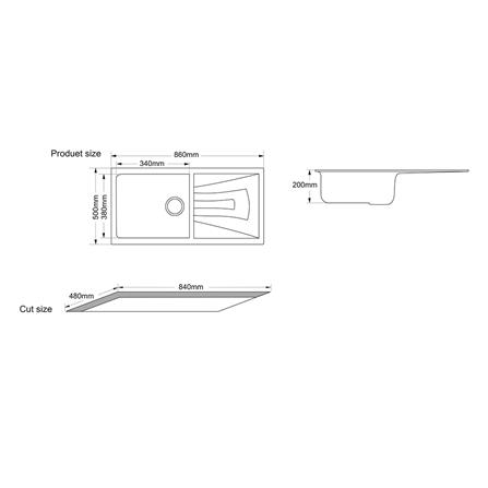 ซิงค์ฝัง 1หลุม 1ที่พัก TECNOPLUS GIN 1B1D แกรนิต สีดำ_1