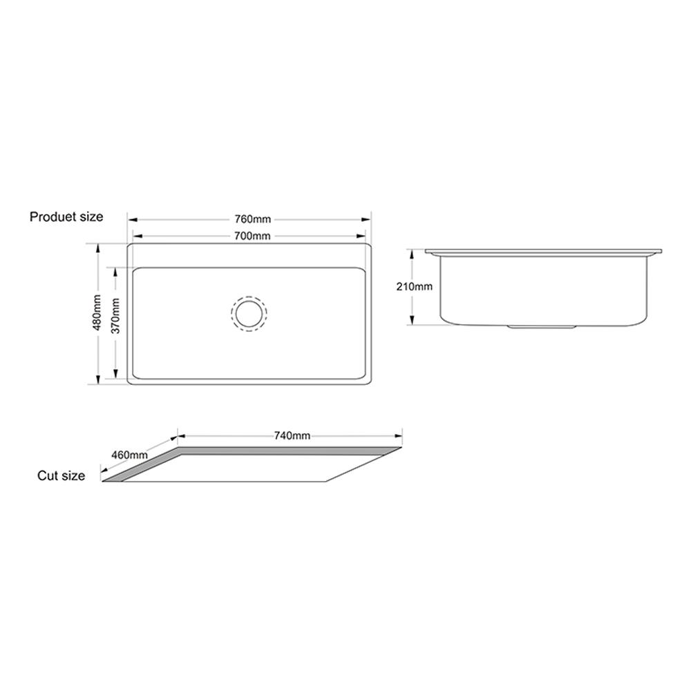 ซิงค์ฝัง 1หลุม TECNOPLUS 764821 แกรนิต สีดำ
