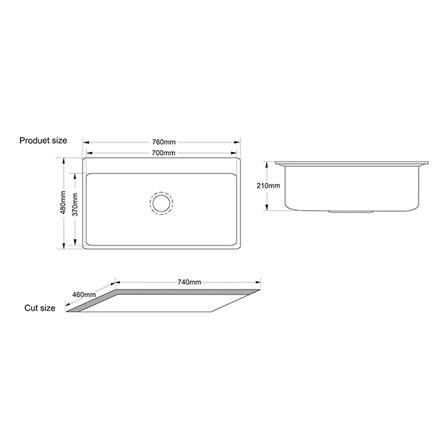 ซิงค์ฝัง 1หลุม TECNOPLUS 764821 แกรนิต สีดำ_2