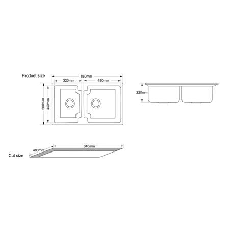 ซิงค์ฝัง 2หลุม TECNOPLUS GIN 2B แกรนิต สีดำ_1