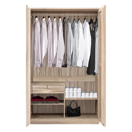 ตู้เสื้อผ้า 2 บานเปิด BURO AMPLE WO-120 120 ซม. สีอโรม่าโอ๊ค_2