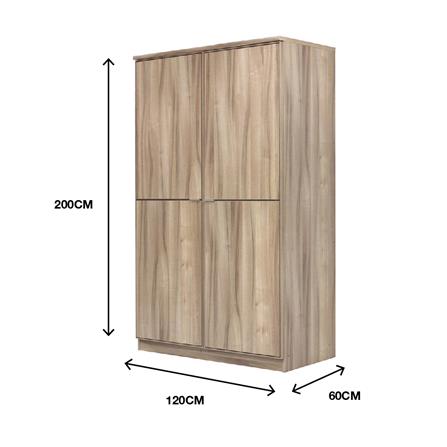 ตู้เสื้อผ้า 2 บานเปิด BURO AMPLE WO-120 120 ซม. สีอโรม่าโอ๊ค_5