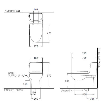 สุขภัณฑ์ 1 ชิ้น COTTO C1142 6L สีขาว_1