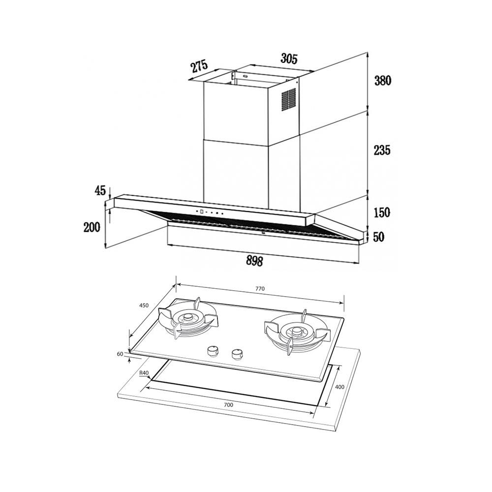 เตาฝัง+เครื่องดูดควัน MEX V3772MHR+K635BFX90