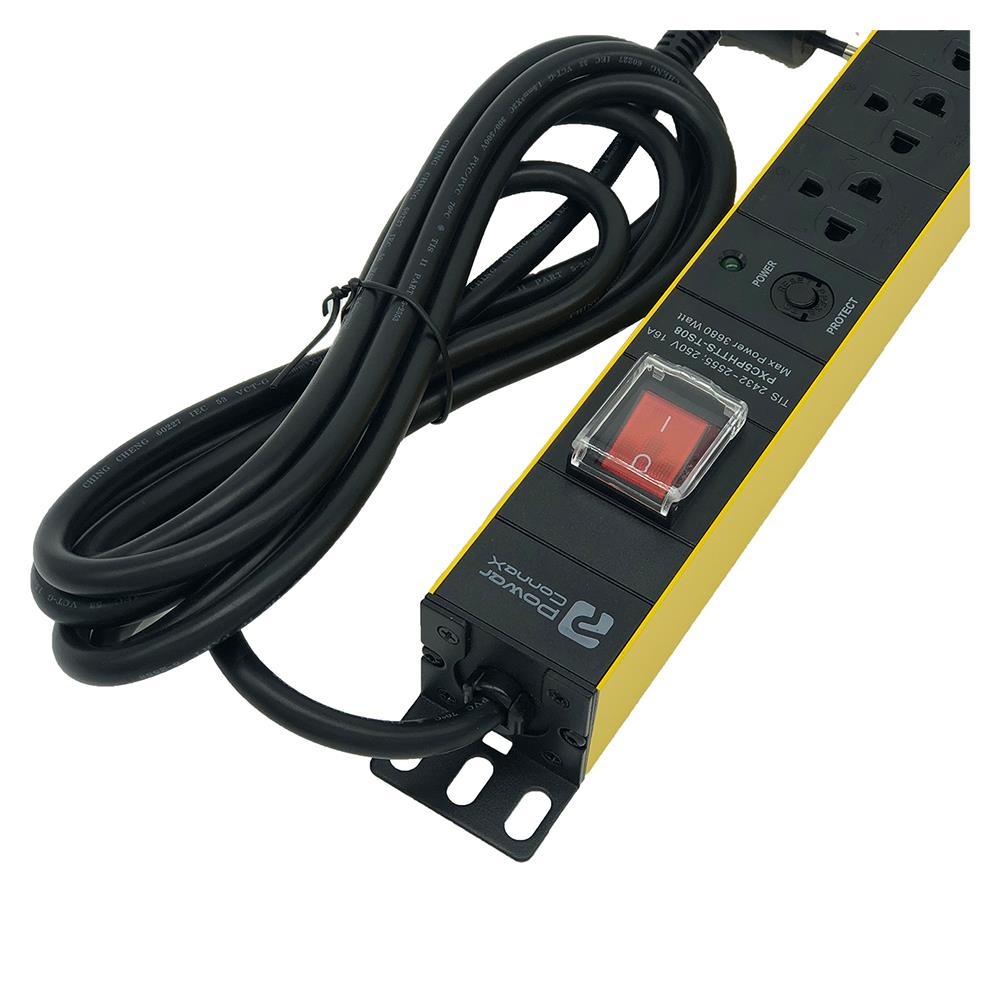 รางปลั๊กไฟ 8ช่อง 1สวิตซ์ POWERCONNEX  PHTTS-TS08 16A 3 ม.