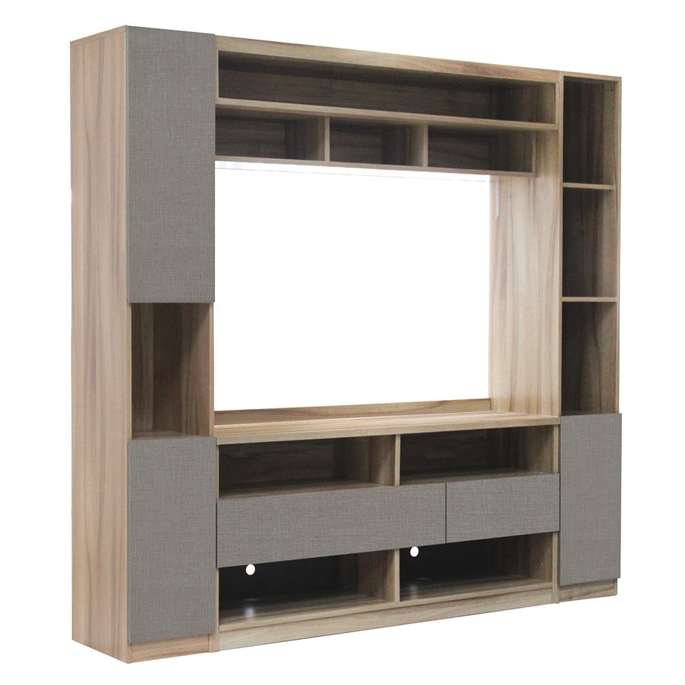 ตู้วางทีวี BURO FUSE 200 ซม. สีอโรม่า โอ๊ค/เทา