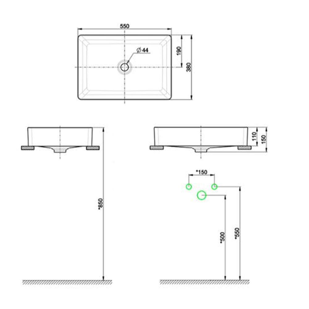 อ่างล้างหน้าวางบนเคาน์เตอร์ AMERICAN STANDARD WP-F412-WT สีขาว