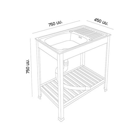 ซิงค์ขาตั้ง 1หลุม 1ที่พัก PARNO PN 7545TT สเตนเลส_4