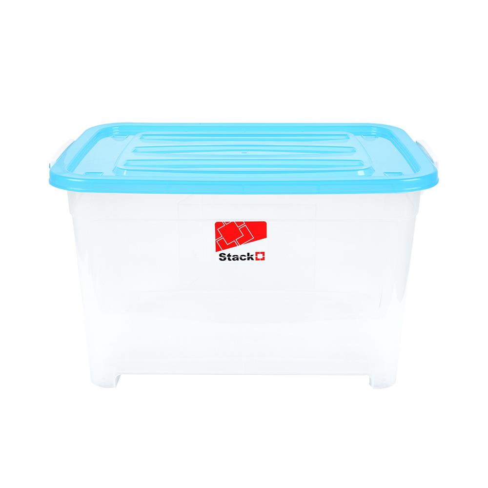 กล่องเก็บของ มีล้อ ฝาล็อค STACKO S105 A 100 ลิตร 50x70x42 ซม. สีฟ้า