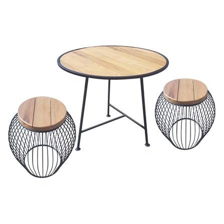 ชุดสนามไม้สัก 2 ที่นั่ง SPRING BIRD CAGE สีไม้ธรรมชาติ_0