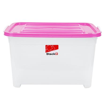 กล่องเก็บของ มีล้อ ฝาล็อค STACKO S105 A 100 ลิตร 50x70x42 ซม. สีชมพู_2