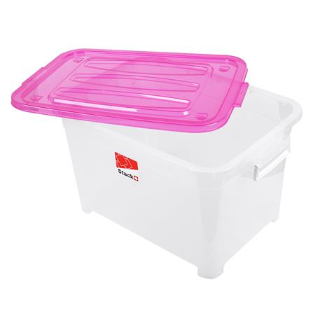 กล่องเก็บของ มีล้อ ฝาล็อค STACKO S105 A 100 ลิตร 50x70x42 ซม. สีชมพู_3