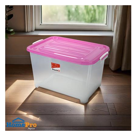 กล่องเก็บของ มีล้อ ฝาล็อค STACKO S105 A 100 ลิตร 50x70x42 ซม. สีชมพู_4