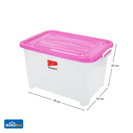 กล่องเก็บของ มีล้อ ฝาล็อค STACKO S105 A 100 ลิตร 50x70x42 ซม. สีชมพู_5