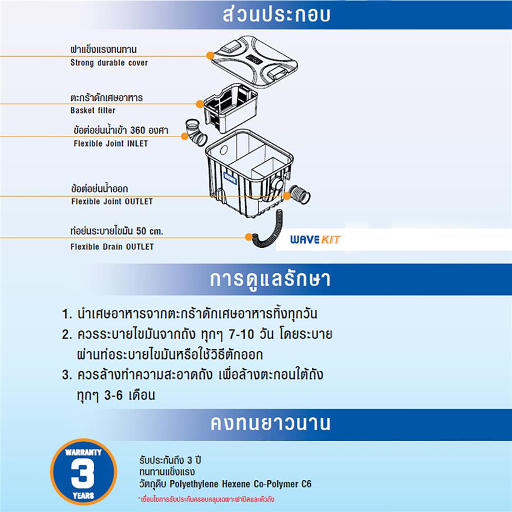 ถังดักไขมันบนดิน WAVE WK-15 15 ลิตร