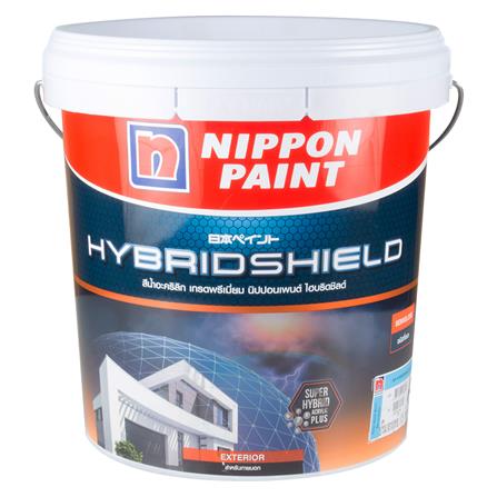 สีน้ำทาภายนอก ชนิดกึ่งเงา NIPPON PAINT HYBRIDSHIELD BASE A สีขาว 2.5 แกลลอน_0