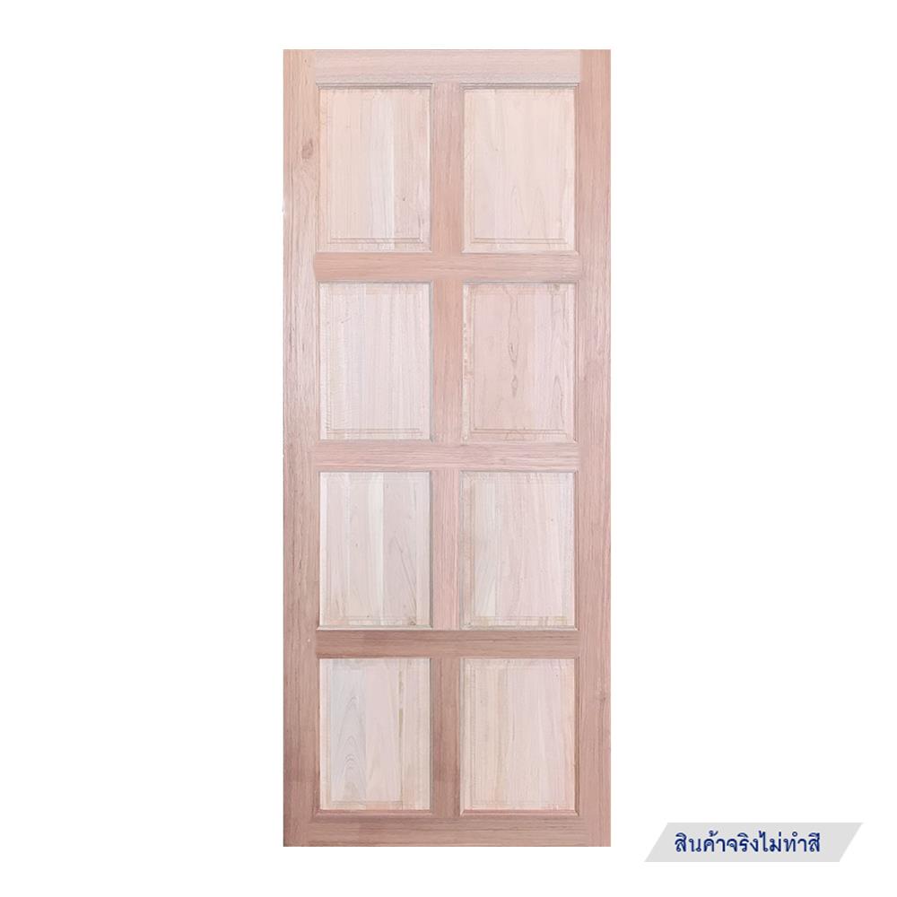 ประตูไม้แดงมาเลย์ N999 8 ฟัก ขอบ 4 นิ้ว 80X200 ซม. สีธรรมชาติ ไม่เจาะลูกบิด