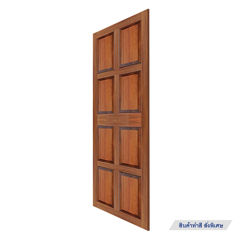 ประตูไม้แดงมาเลย์ N999 8 ฟัก ขอบ 4 นิ้ว 80X200 ซม. สีธรรมชาติ ไม่เจาะลูกบิด