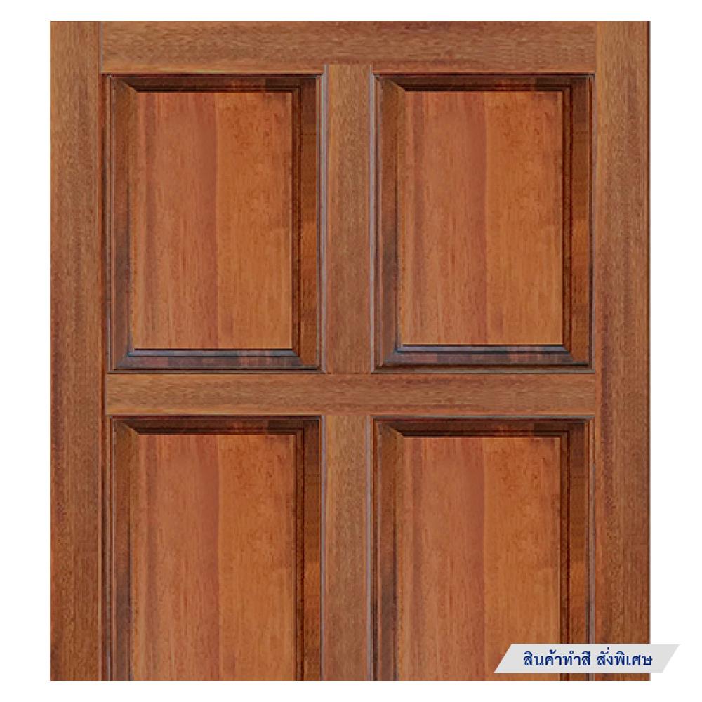 ประตูไม้แดงมาเลย์ N999 8 ฟัก ขอบ 4 นิ้ว 80X200 ซม. สีธรรมชาติ ไม่เจาะลูกบิด