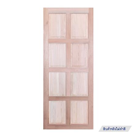 ประตูไม้แดงมาเลย์ N999 8 ฟัก ขอบ 4 นิ้ว 80X200 ซม. สีธรรมชาติ ไม่เจาะลูกบิด_0