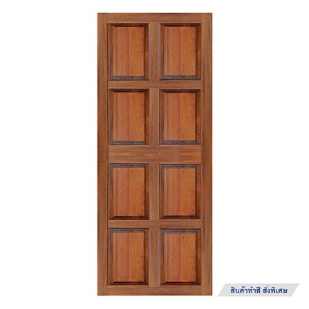 ประตูไม้แดงมาเลย์ N999 8 ฟัก ขอบ 4 นิ้ว 80X200 ซม. สีธรรมชาติ ไม่เจาะลูกบิด_1