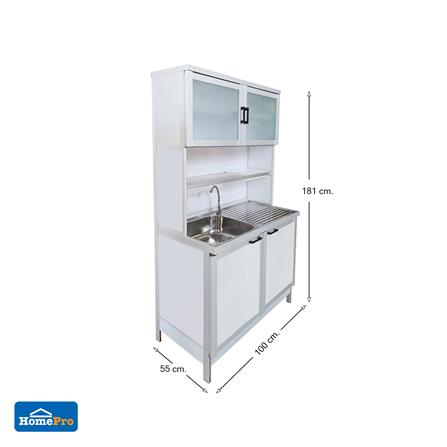 ครัวซิงค์สำเร็จรูป CABIN SIENA 100 ซม. สีขาว_5