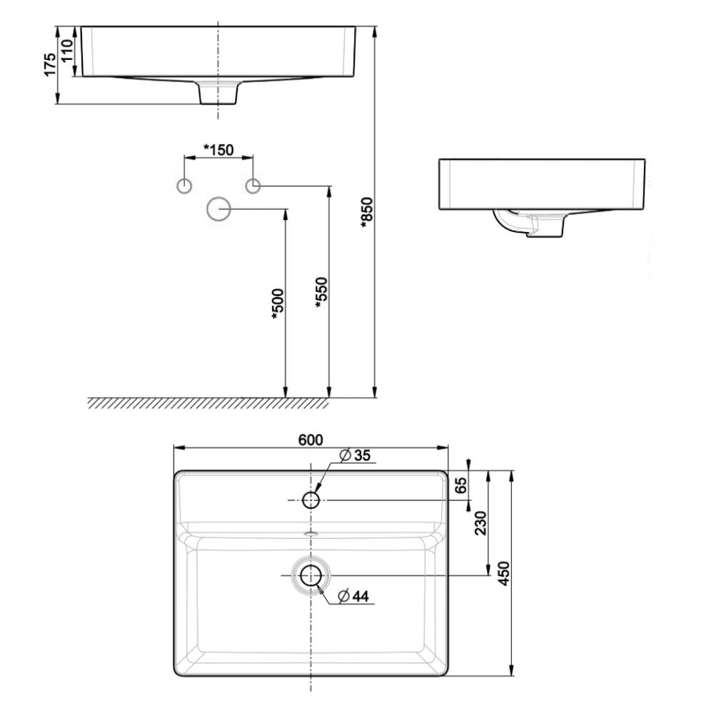 อ่างล้างหน้าวางบนเคาน์เตอร์ AMERICAN STANDARD WP-F420-WT สีขาว