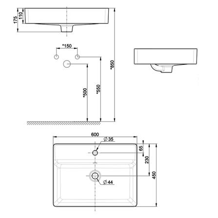 อ่างล้างหน้าวางบนเคาน์เตอร์ AMERICAN STANDARD WP-F420-WT สีขาว_1