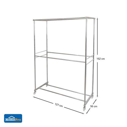ราวตากผ้าสเตนเลสมีล้อ 5 เส้น PLIM 127x56x162 ซม._6