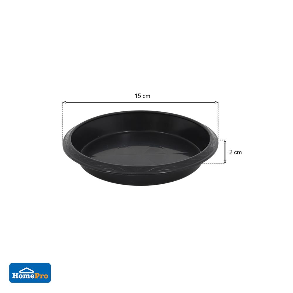 จานพลาสติก รองกระถาง SPRING 6 นิ้ว สีดำ