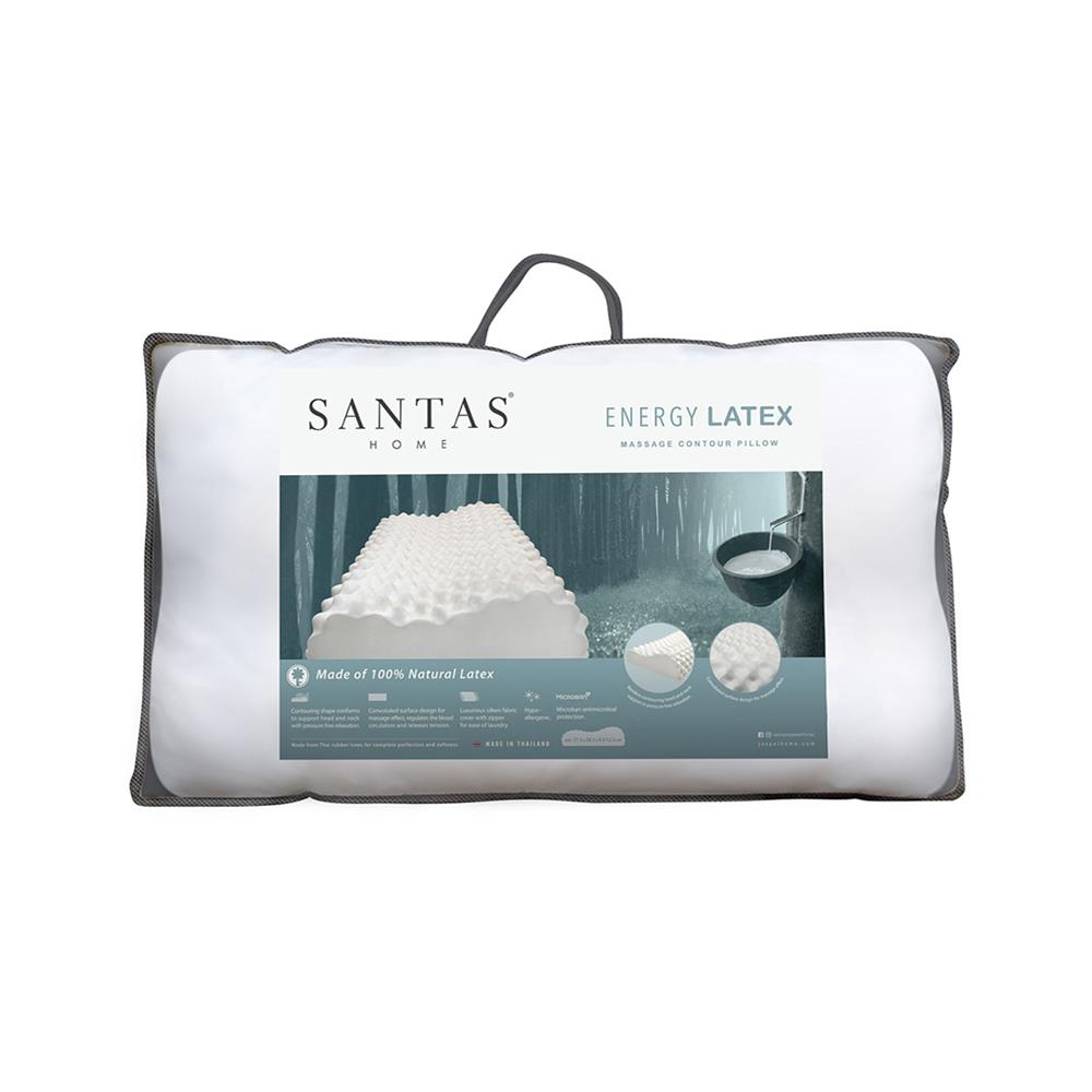 หมอนสุขภาพ ยางพารา SANTAS MASSAGE CONTOUR 15x23 นิ้ว สีขาว