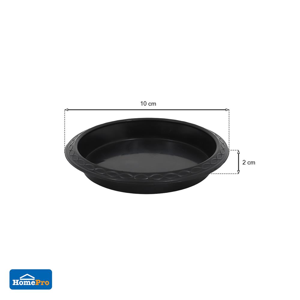 จานพลาสติก รองกระถาง SPRING 4 นิ้ว สีดำ