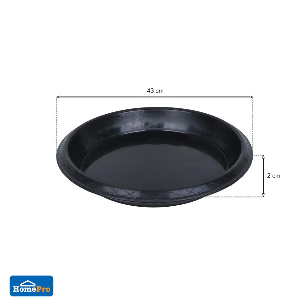 จานพลาสติก รองกระถาง SPRING 17 นิ้ว สีดำ