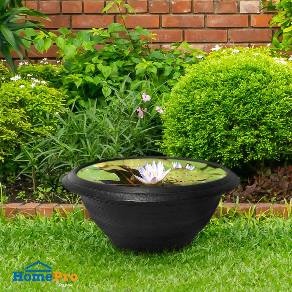 อ่างบัวพลาสติก SPRING C18 สีดำ